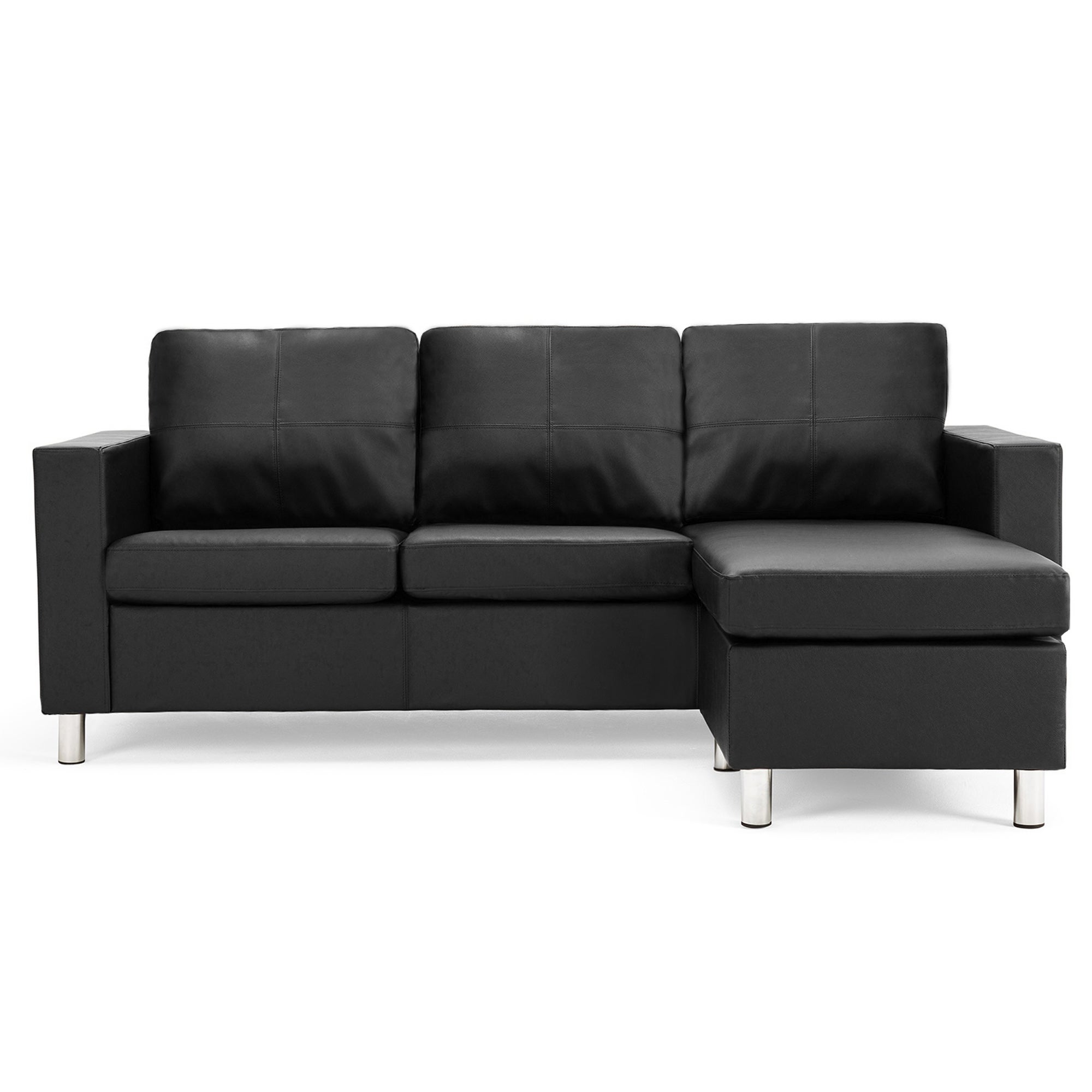 Zara Reversible Faux Leather Corner Chaise Black