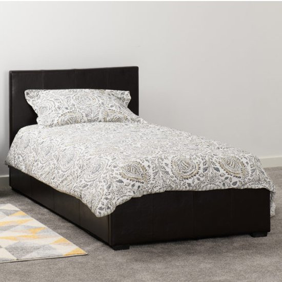 Waverley Faux Leather Storage Single Bed In Brown
