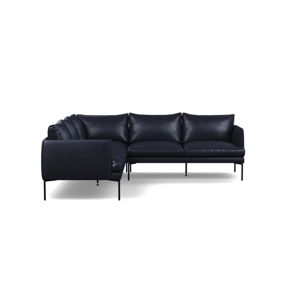 Heal's Matera Large Corner Sofa Leather Stonewash Black 263