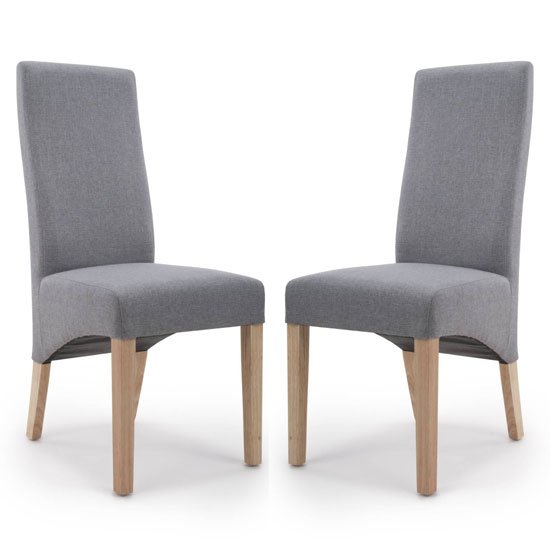 Baxter Steel Grey Linen Wave Back Dining Chair In A Pair