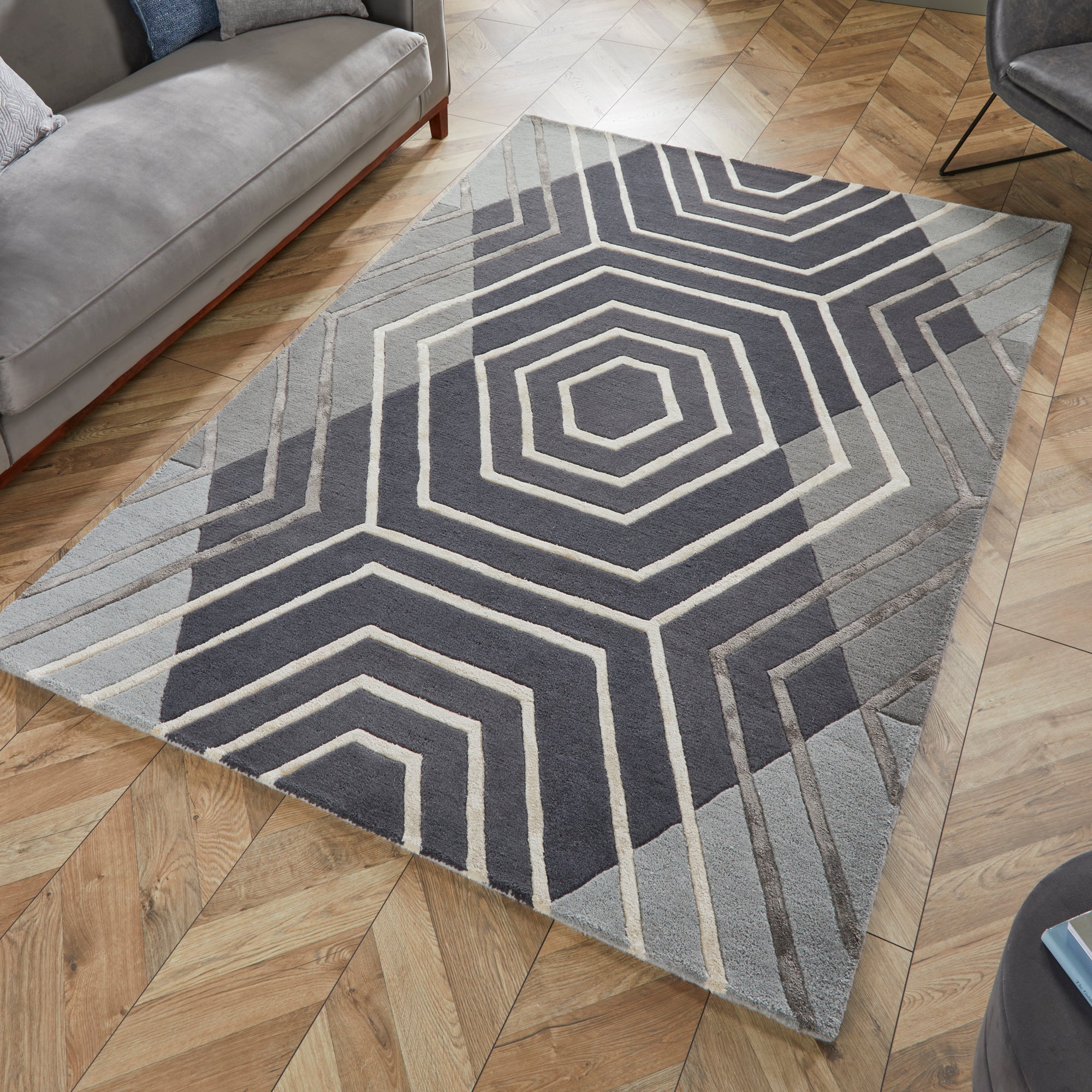 Harlow Rug Grey and White