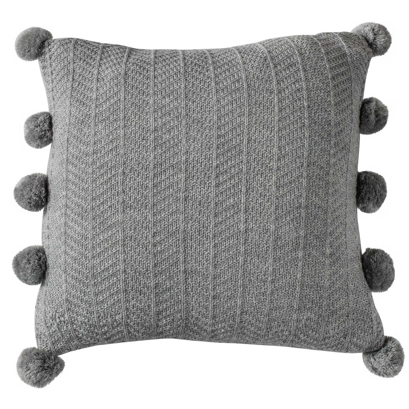 Grey Pom Pom Cushion