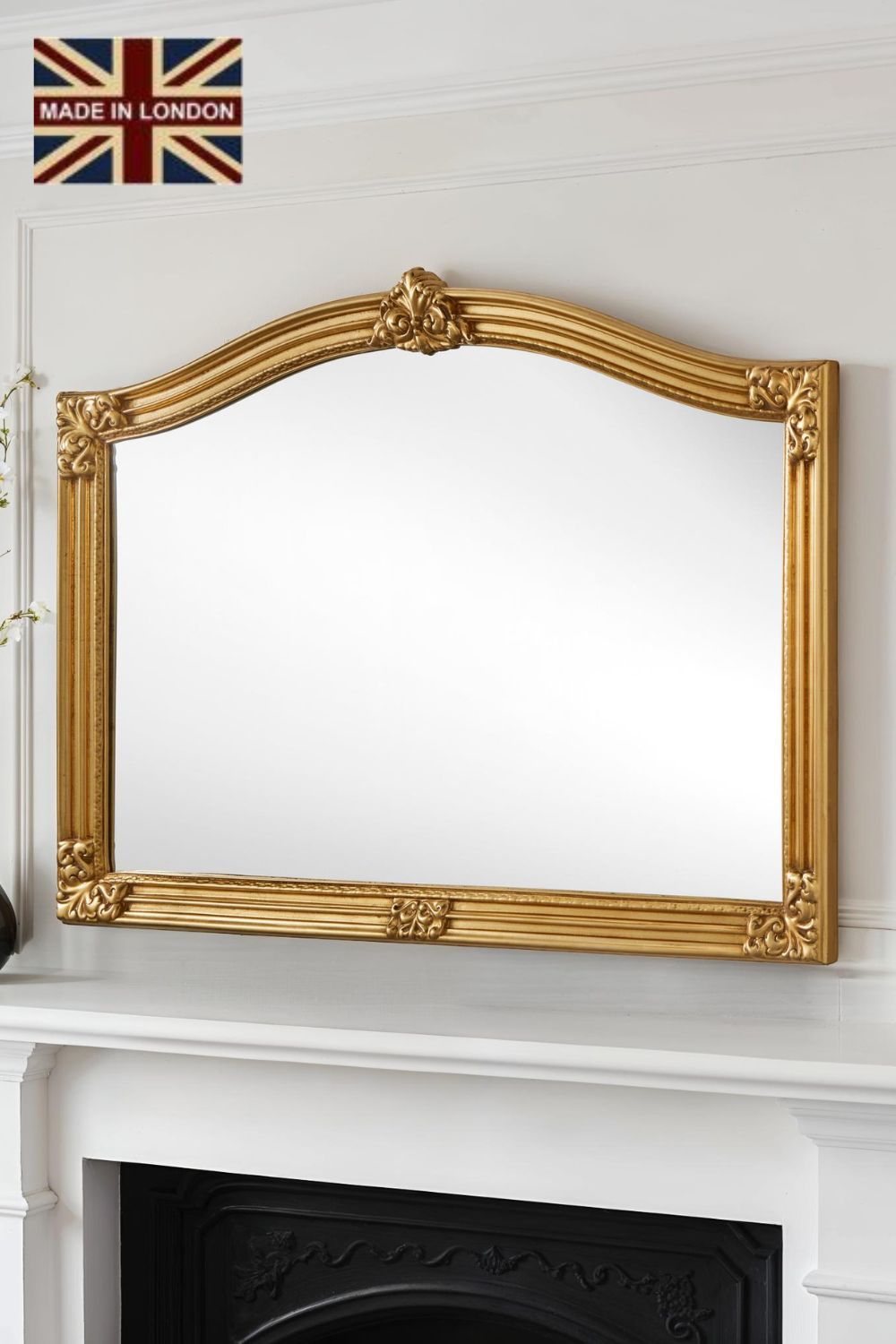 Yearn Mirrors Classic Arched Mantle Mirror Gold 130(w)x89cm(h)