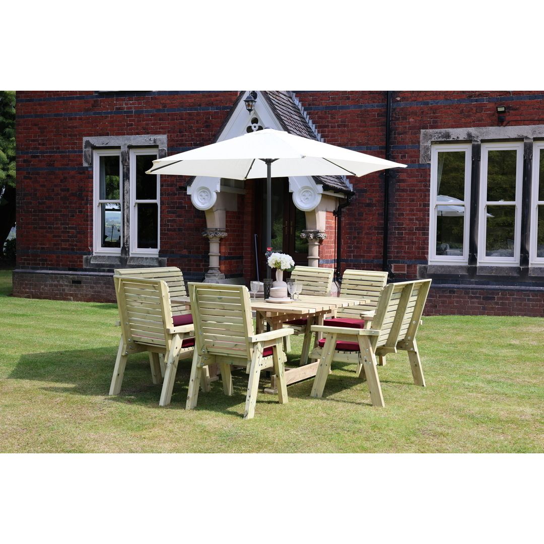 Churnet Valley Garden Furniture Ltd Ergo 8 Seat Dining Set - Min. Assembly Required - Set of Cushions Inc in Brown 4
