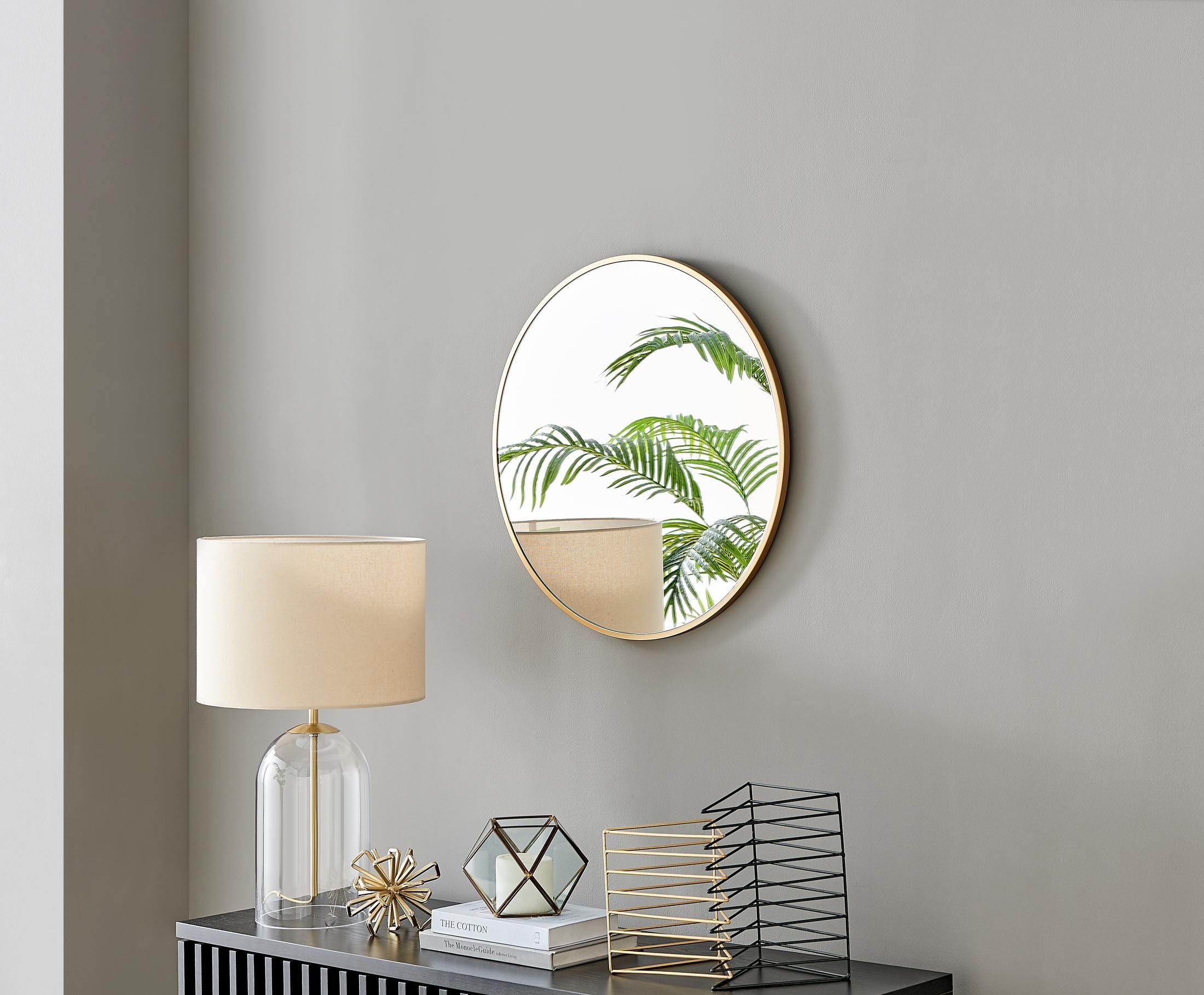 FurnitureboxUK Emma 60cm Small Art Deco Metal Frame Round Hallway Bedroom Dining & Living Room Wall Mirror in Gold