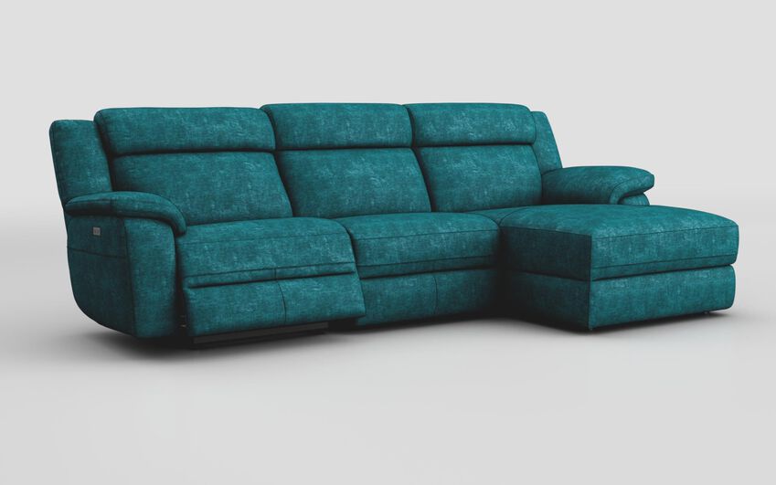 Blue Fabric Sarsina 3 Seater Sofa Left Hand Facing Power & Right Hand Facing Lounger