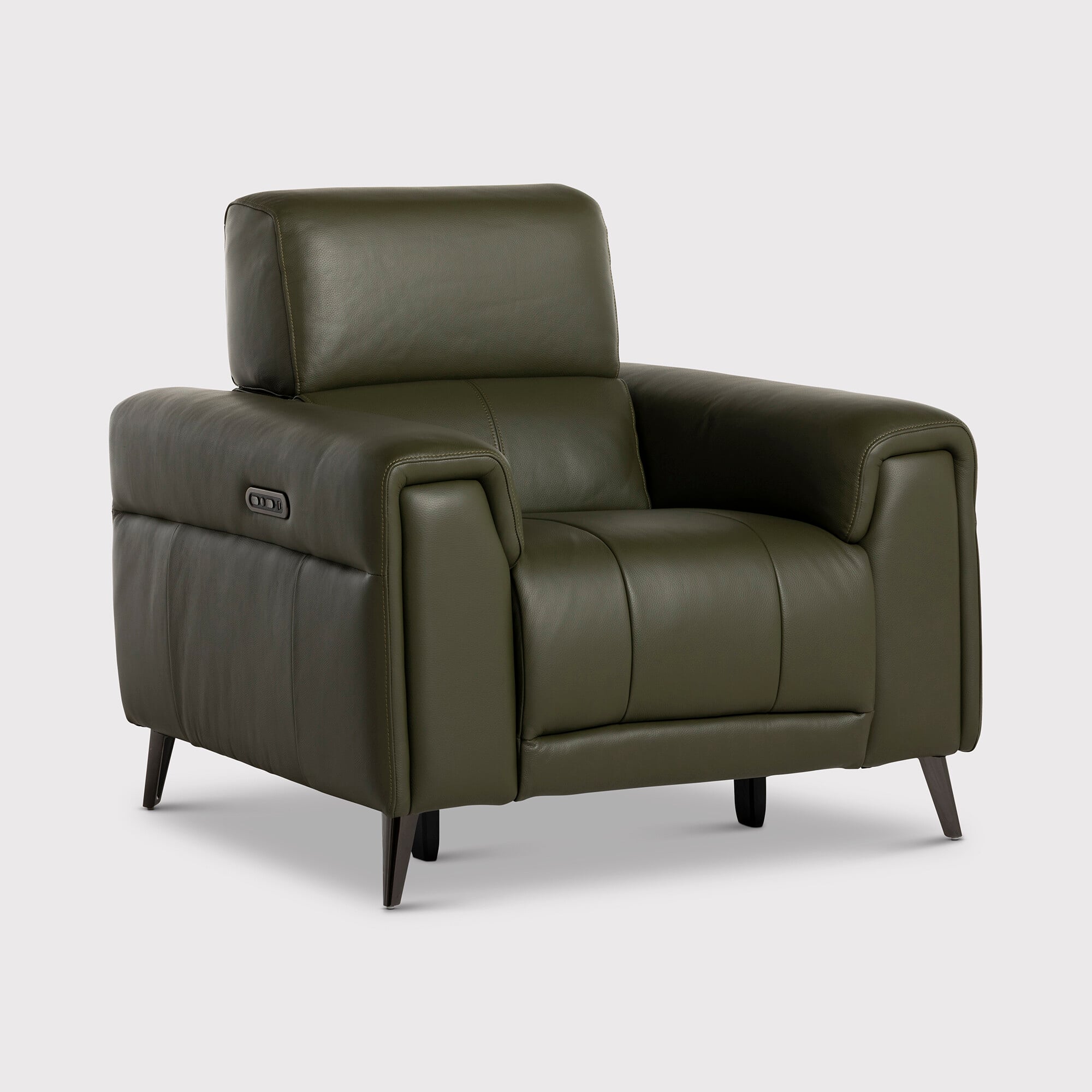 Kerren Power Recliner Armchair With Head Tilt, Green Leather | Barker & Stonehouse