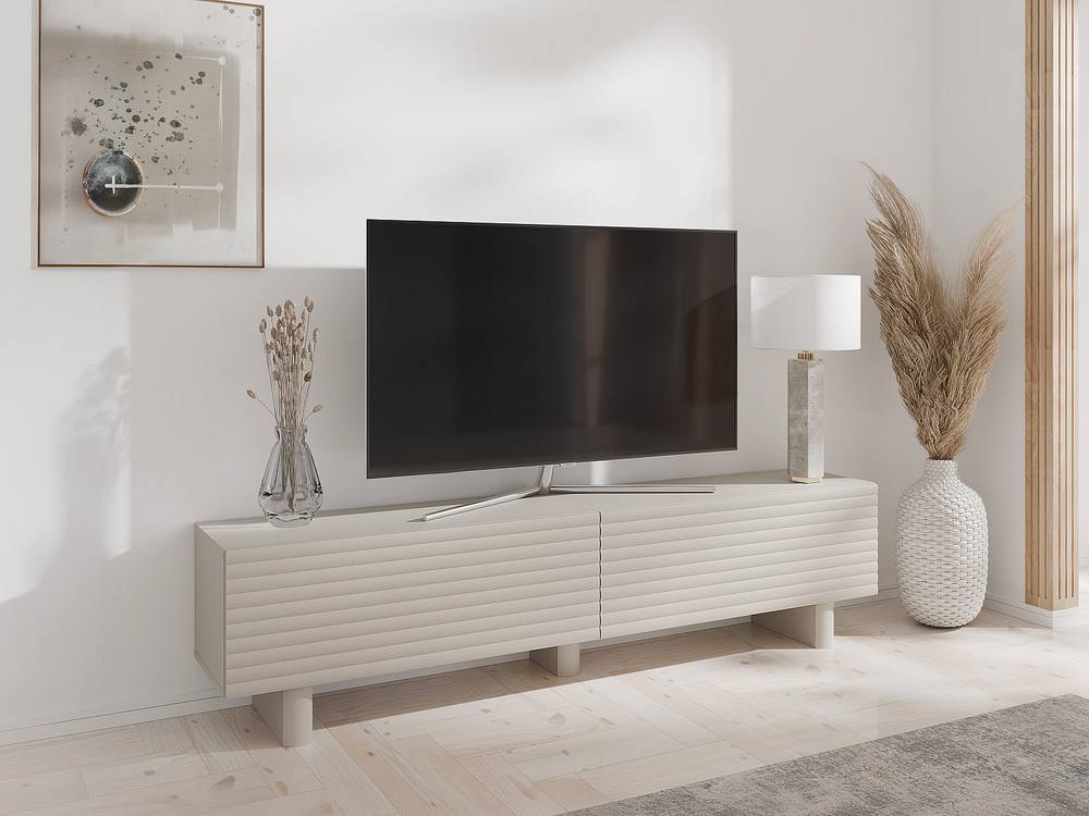Vente-unique TV Unit With 2 Doors In MDF - 180 Cm - Beige - LUDIMA