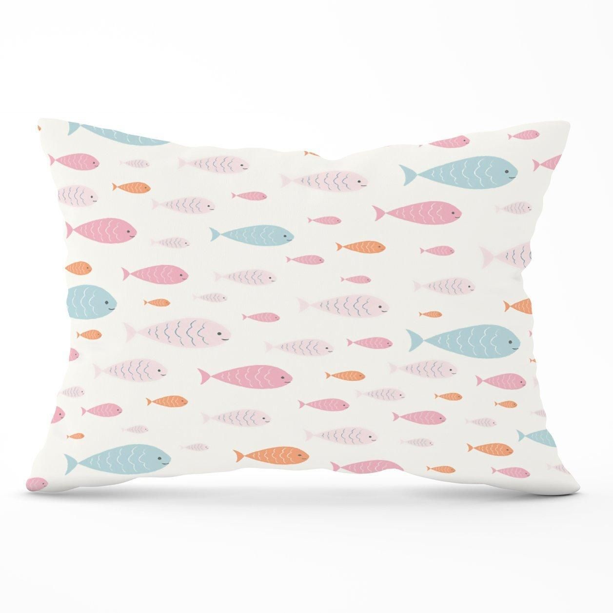 Warren Reed - Designer Hand Drawn Swimming Fish Cushions in Pink