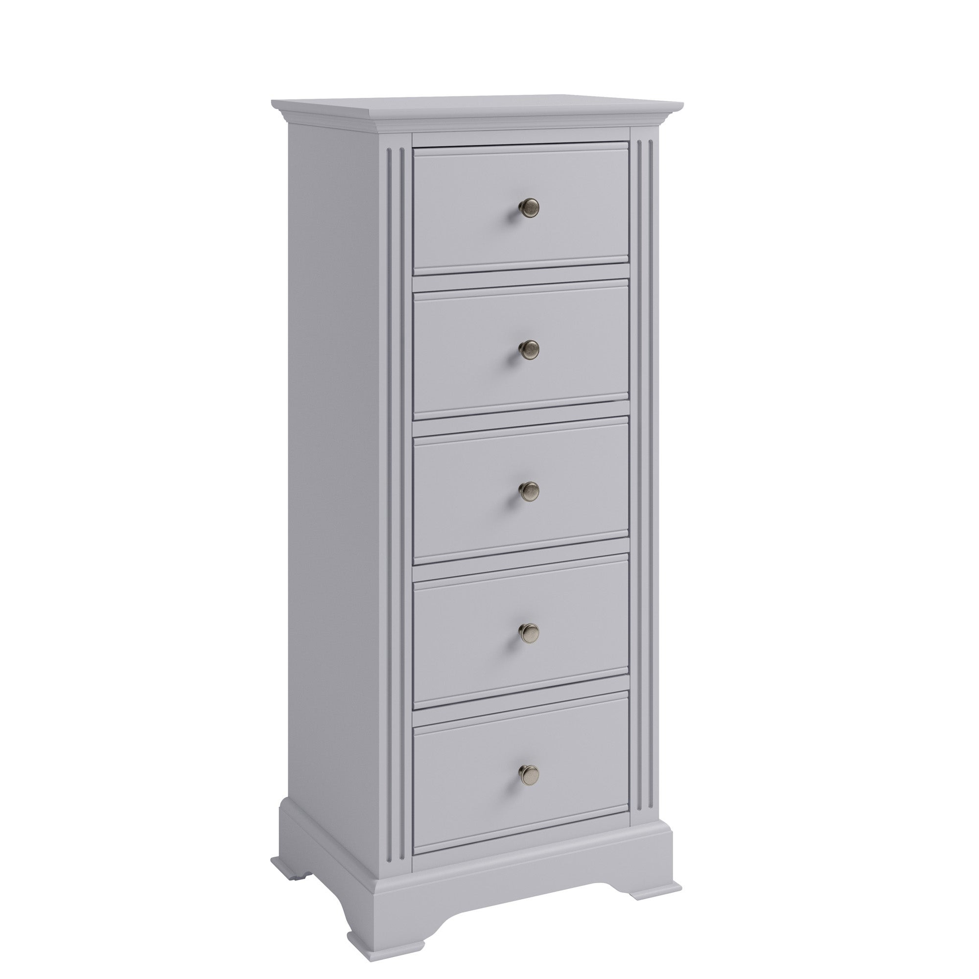 Pewter Grey 5 Drawer Narrow Chest Moonlight Grey