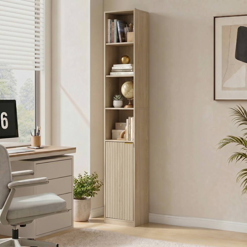 HOMCOM Bookcase Adjustable Shelf 6-Tier in Natural