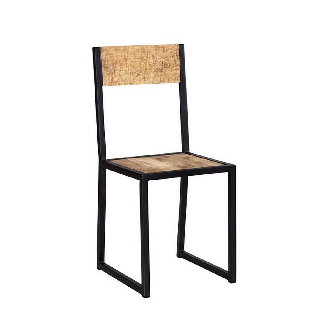 Indian Hub Cosmo Industrial Dining Chair (Set of 2) - Solid - L40 x W40 x H90 cm in Brown