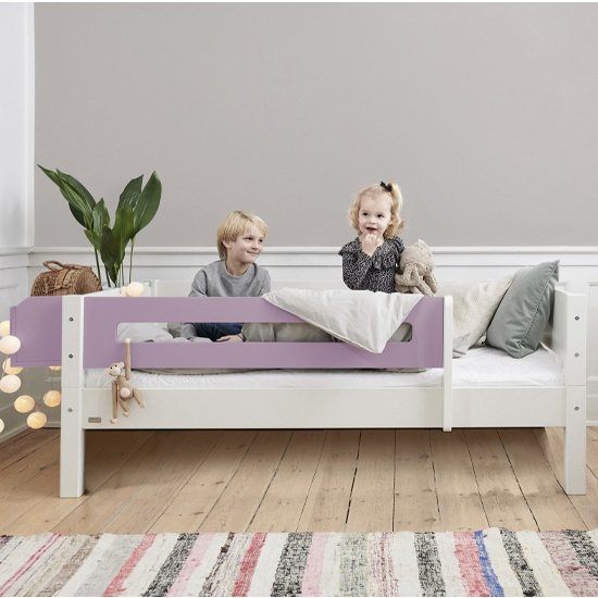 Morden Kids Wooden Day Bed In White And Dusty Rose Saftey Rail