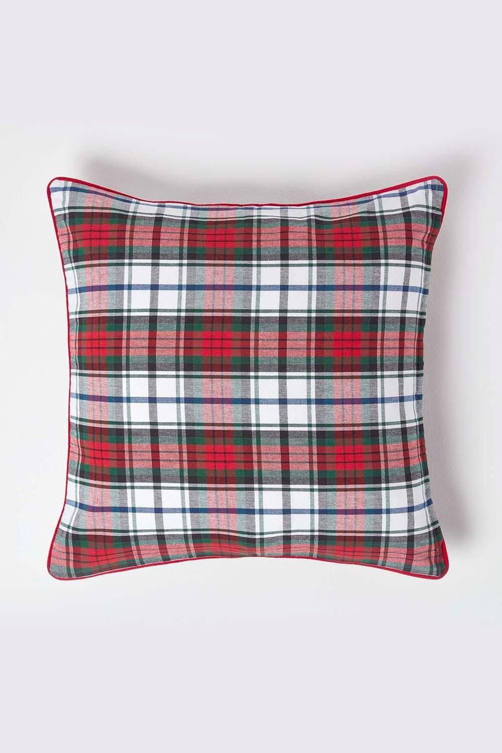 Homescapes Cotton Tartan Cushion Cover
