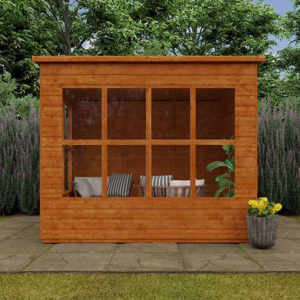 Buttercup Farm 8 x 6 Feet Penthouse 12mm Shed - Solid Wood/Softwood/Pine in Burnt Orange 2