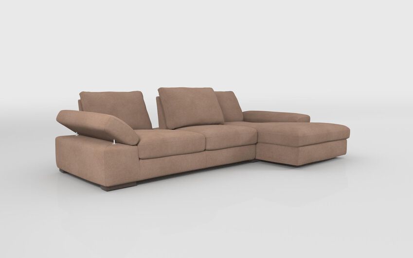 Beige Fabric Savazza 4 Seater Sofa with Adjustable Back Rest Right Hand Facing Lounger