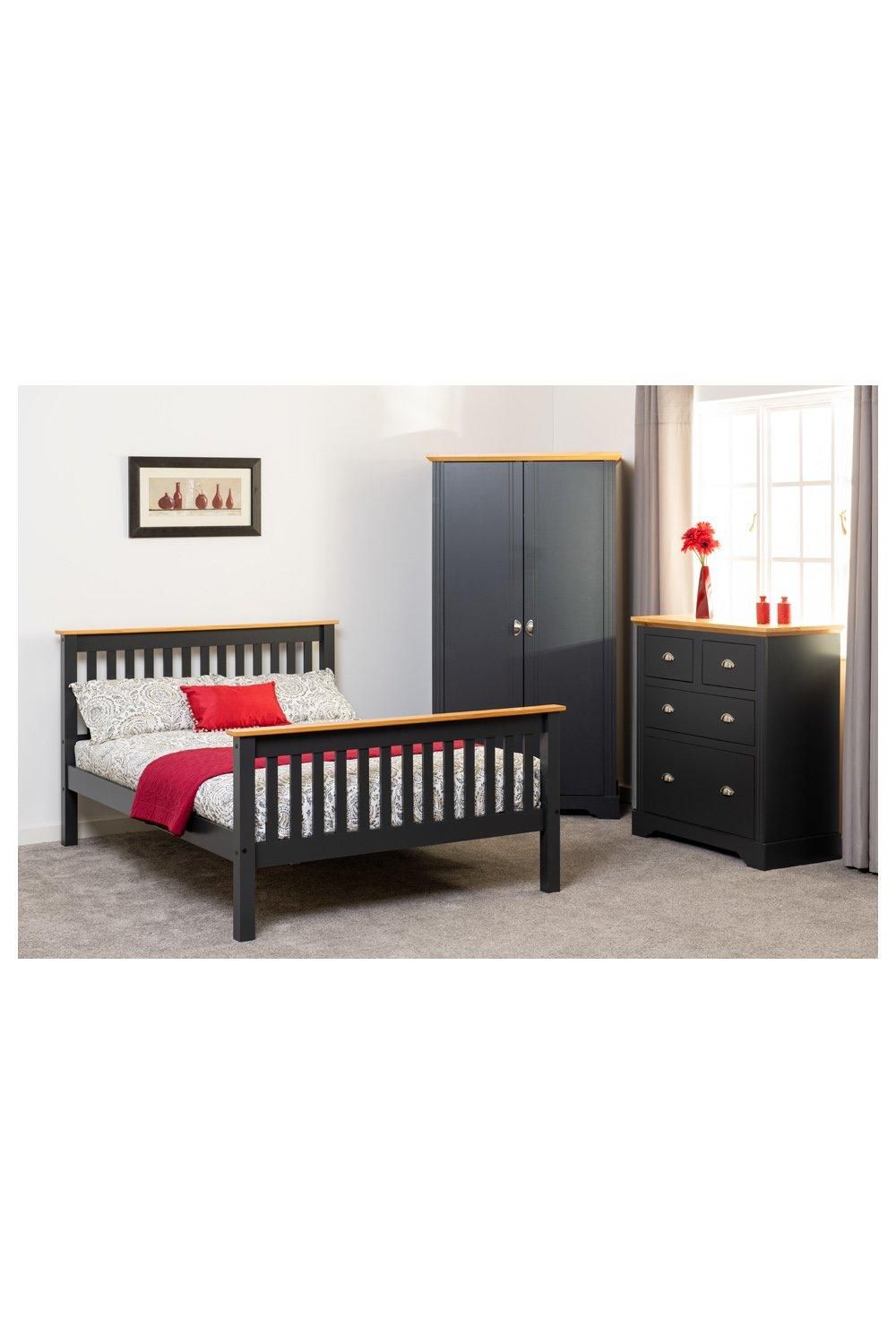 Seconique Monaco 5' King Bed High Foot End in Dark Grey