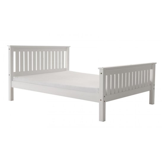 Manila High Footend Pine King Size Bed In White