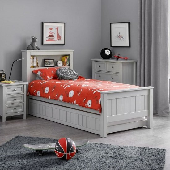 Cheshire Bookcase Bed With Underbed In Dove Grey Lacquer