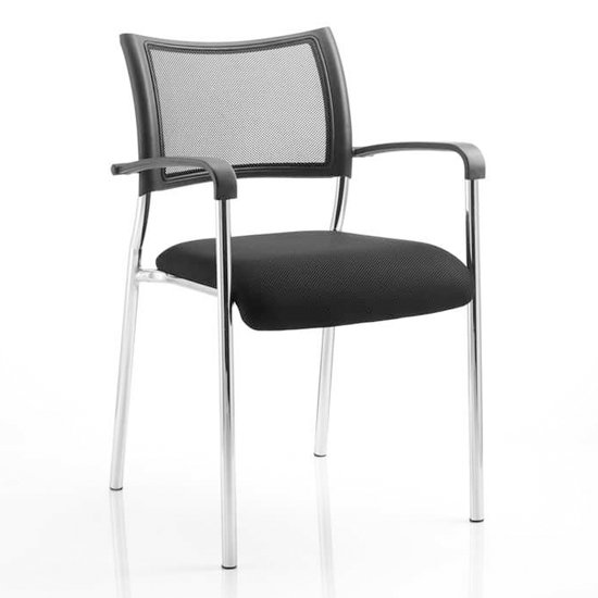 Brunswick Chrome Frame Office Visitor Chair In Black With Arms