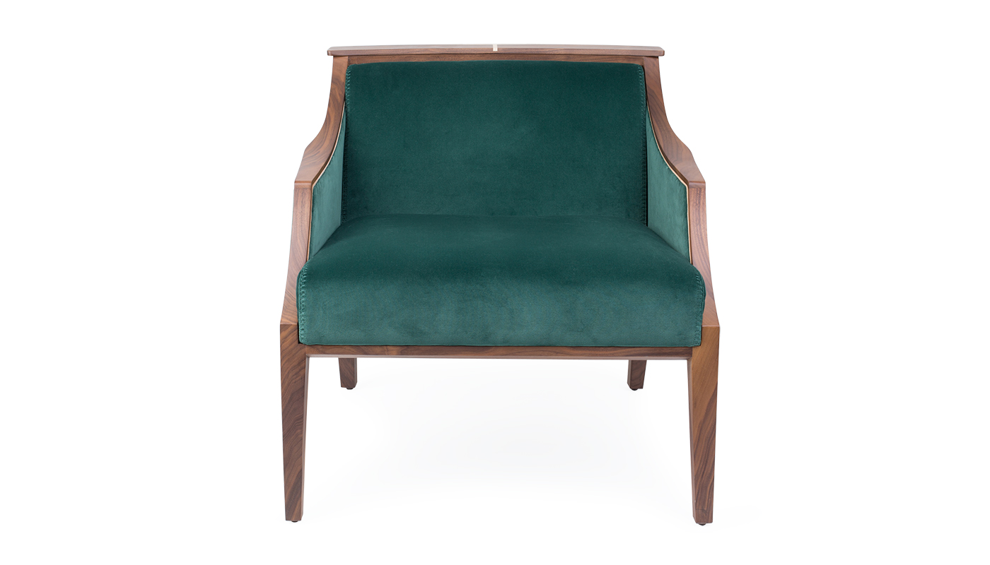 Porada Liala Easy Chair Walnut Velvet