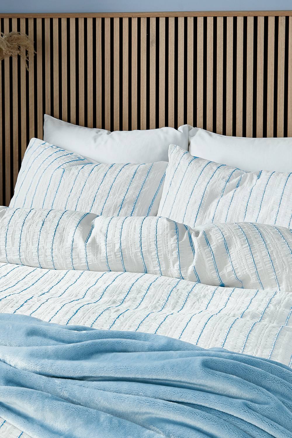 Helena Springfield 'Waffle Stripe' Duvet Cover Set in Light Blue 2