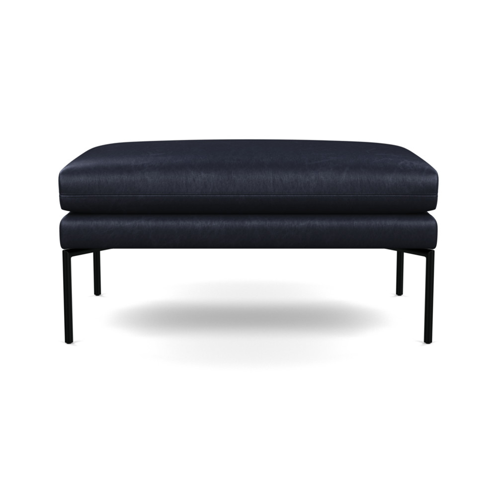 Heal's Matera Large Ottoman Leather Stonewash Black 263 Black Feet 1
