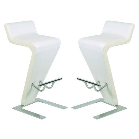 Farello Bar Stools In White Faux Leather in A Pair
