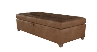 Club Large Rectangular Storage Footstool in Tan Vintage Leather - sofa.com