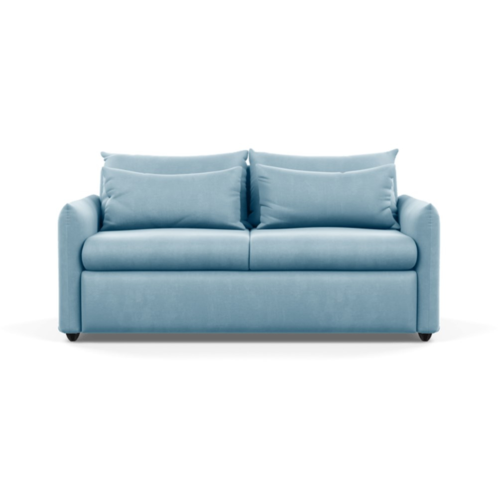Heal's Pillow Sofa Bed Varese Velvet Sky Black Feet