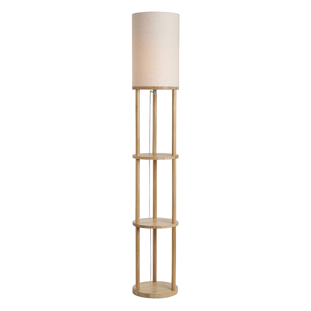 Shelby Floor Lamp with Shelves, Oak