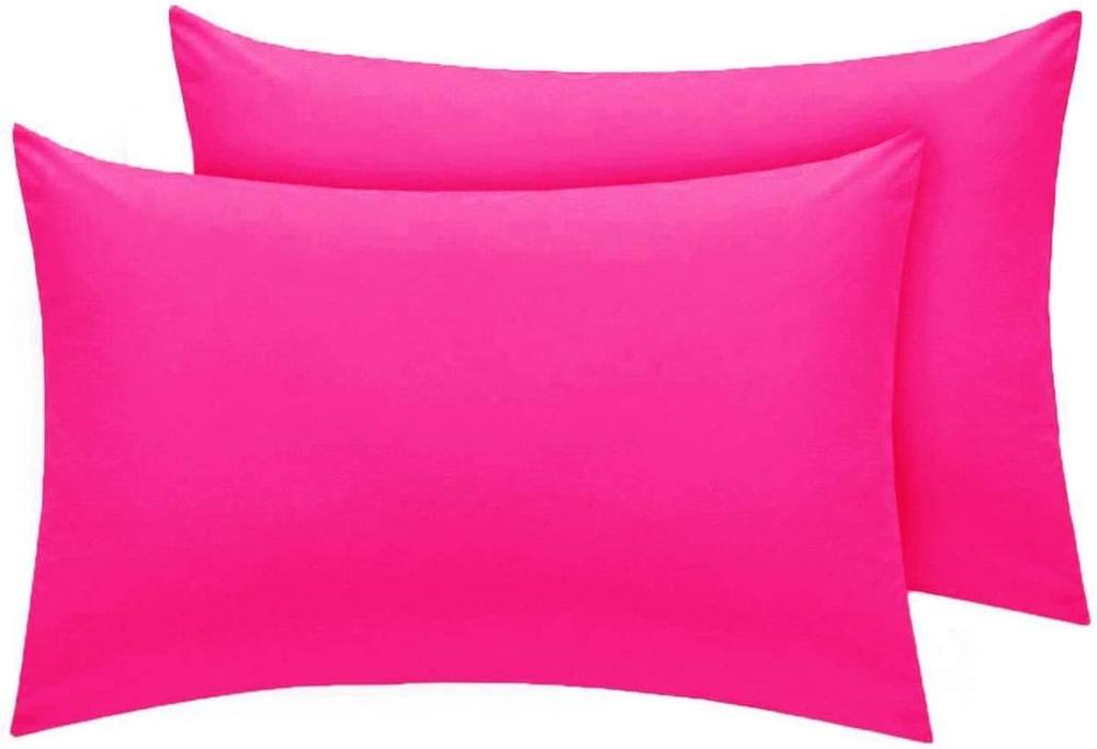 Homes-Linen Luxury Percale Polycotton Housewife Pillowcases 50x75cm Pack of 2 in Fuchsia