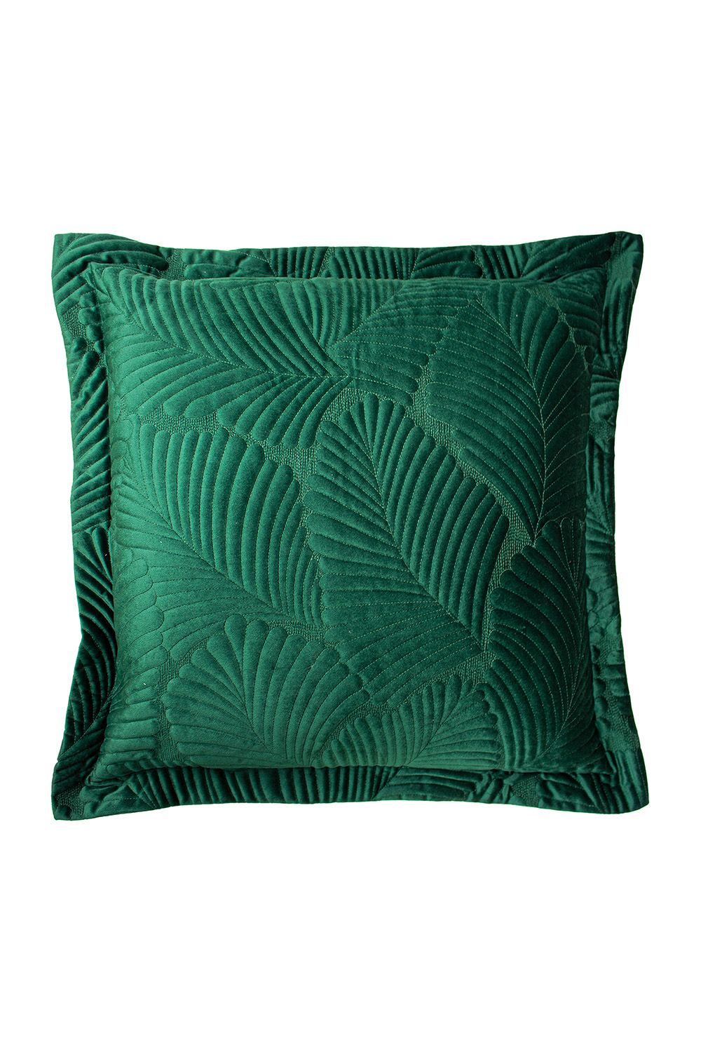 Paoletti Palmeria Quilted Velvet Cushion in Emerald