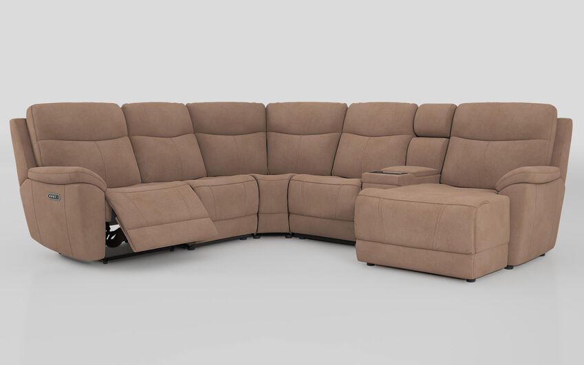Beige Fabric Eldwick 3 Corner 3 Right Hand Facing Power Left Hand Facing Console & Chaise Sofa