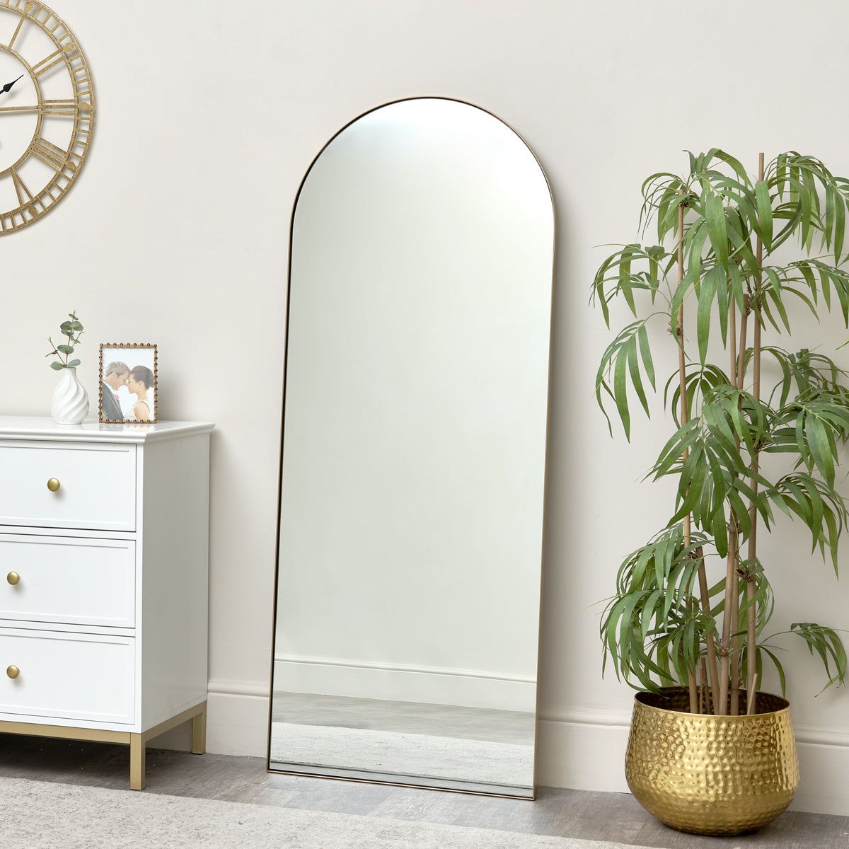 Melody Maison Large Gold Arched Leaner Mirror 150cm X 60cm