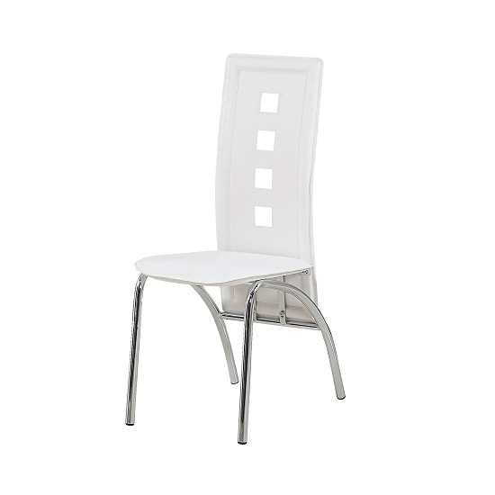 Bellini Dining Chairs In White Faux Leather With Chrome Legs