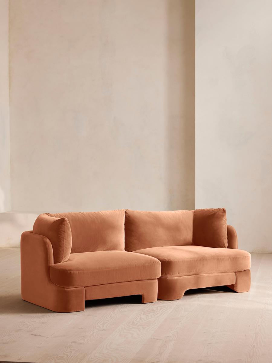 Odell Modular Sofa, Three Seater, Velvet, Antique Rose