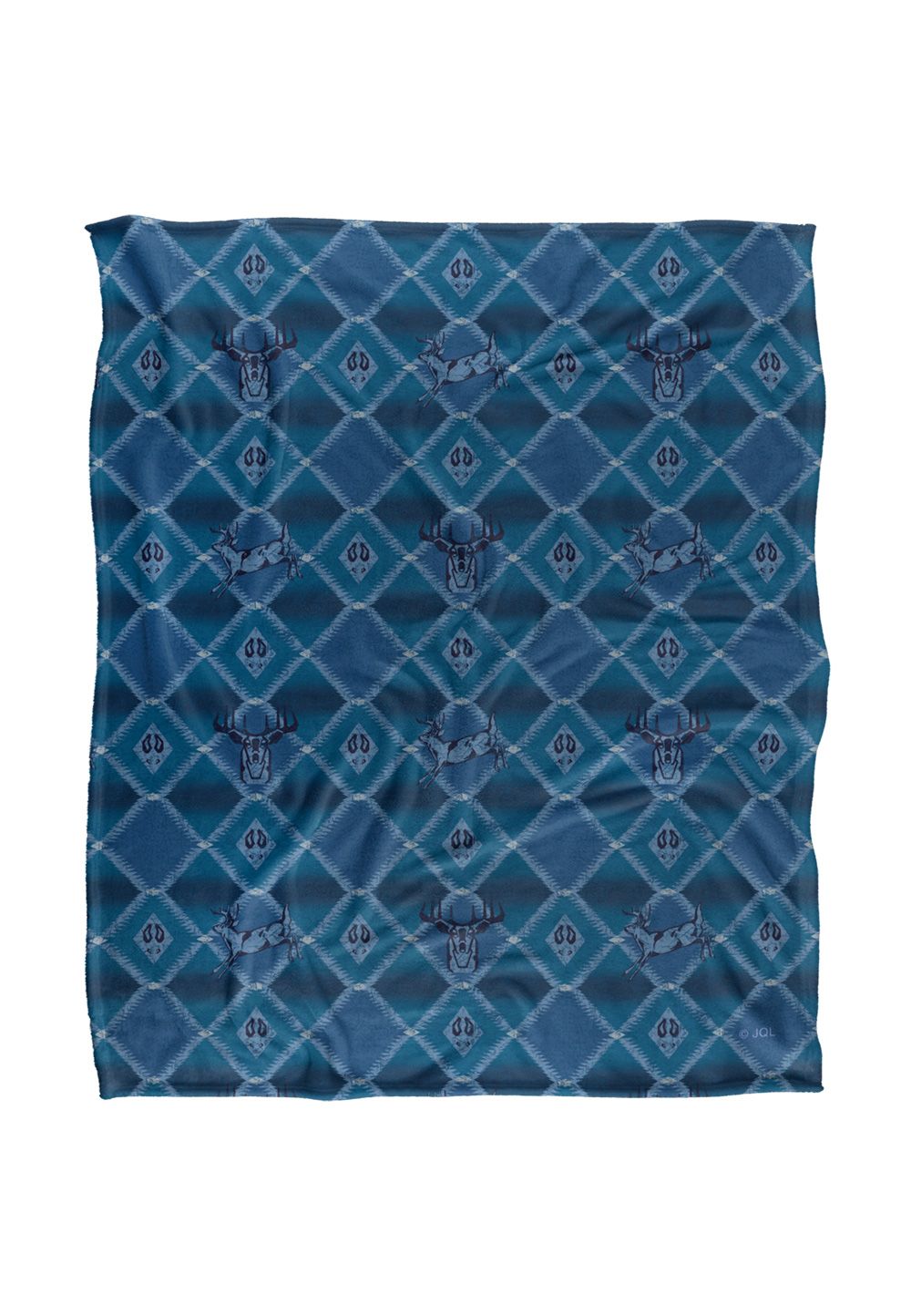 JQ Licensing Jl-Jp Deer Southwest Blue Huntingpattern Silky Touch Super Soft Throw Blanket 152 X 127 cm in White