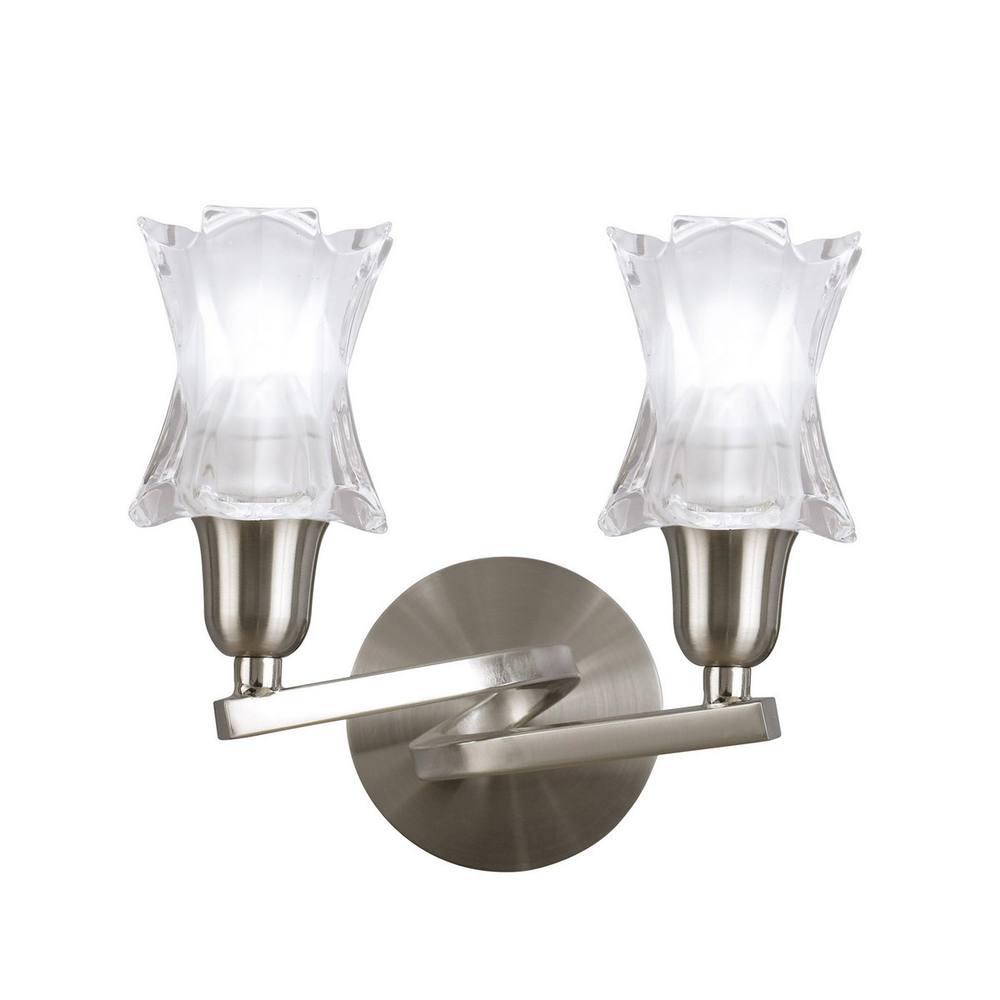 Netlighting Alaska Wall Lamp Switched 2 Light L1SGU10 Satin Nickel in Grey