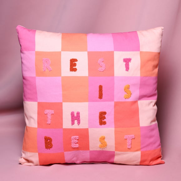 Raspberry Blossom Rest Is The Best Square Cushion