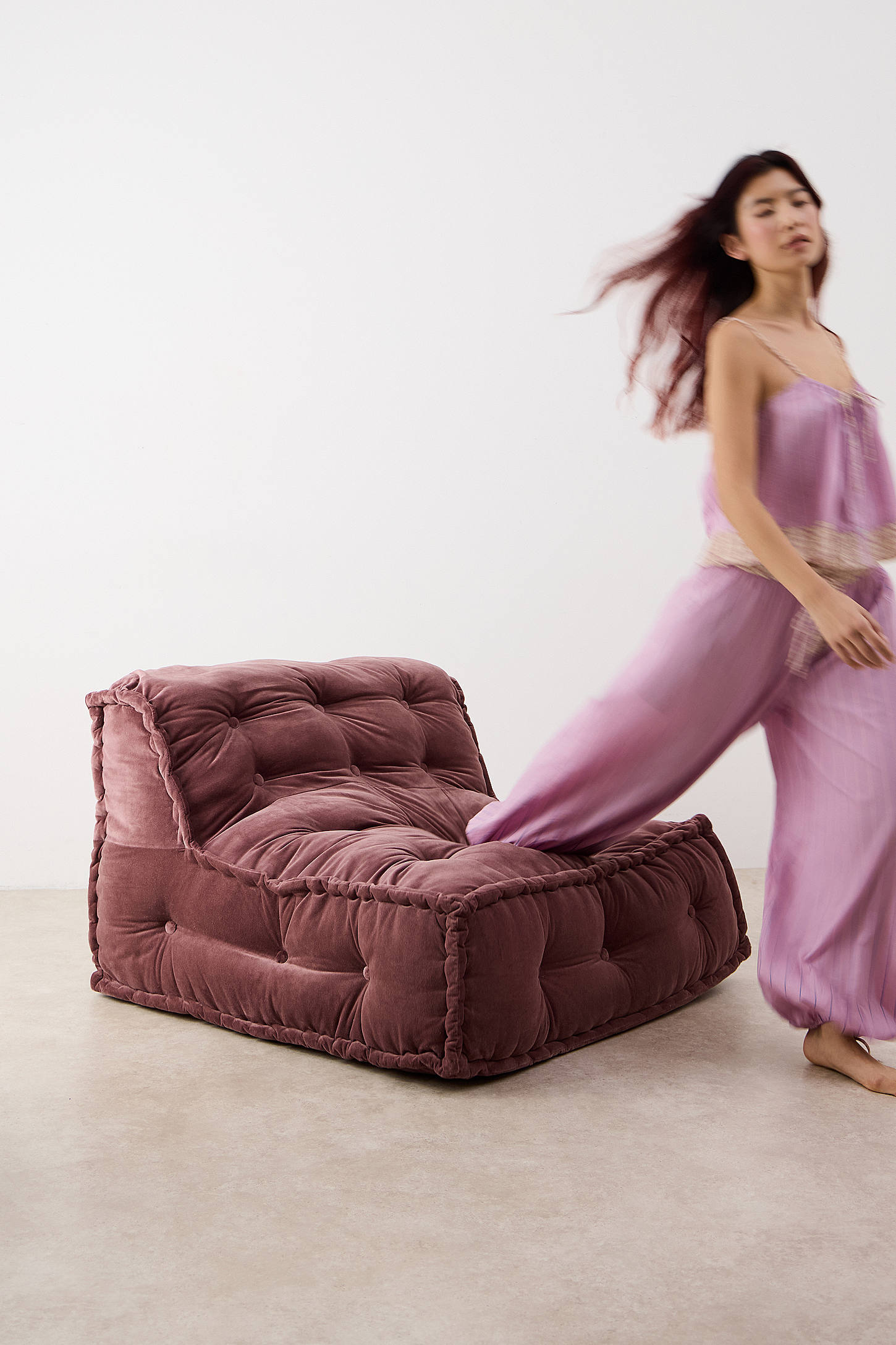 Reema Velvet Two-Seater Floor Cushion - Mauve