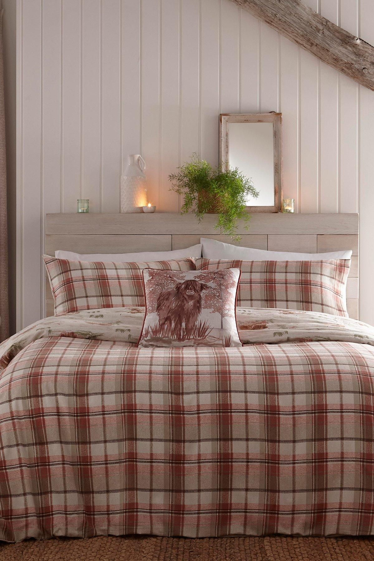 Dreams & Drapes 'Hanson Highland Cow' Brushed Cotton Duvet Cover Set in Terracotta 3