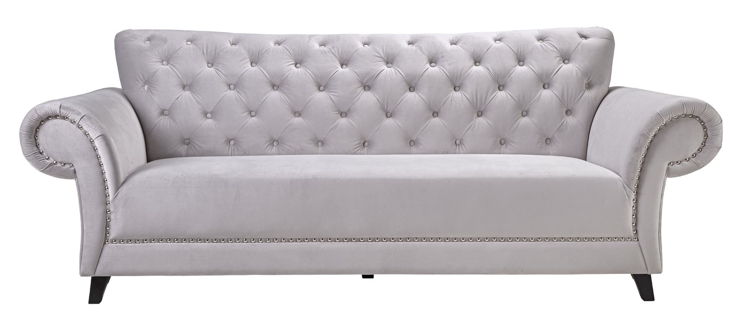 Argos Home Chelsea 3 Seater Velvet Sofa - Grey
