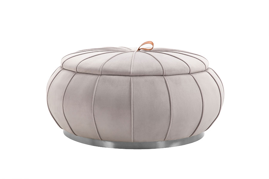 Pumpkin Storage Ottoman - Dove Grey - Silver Base