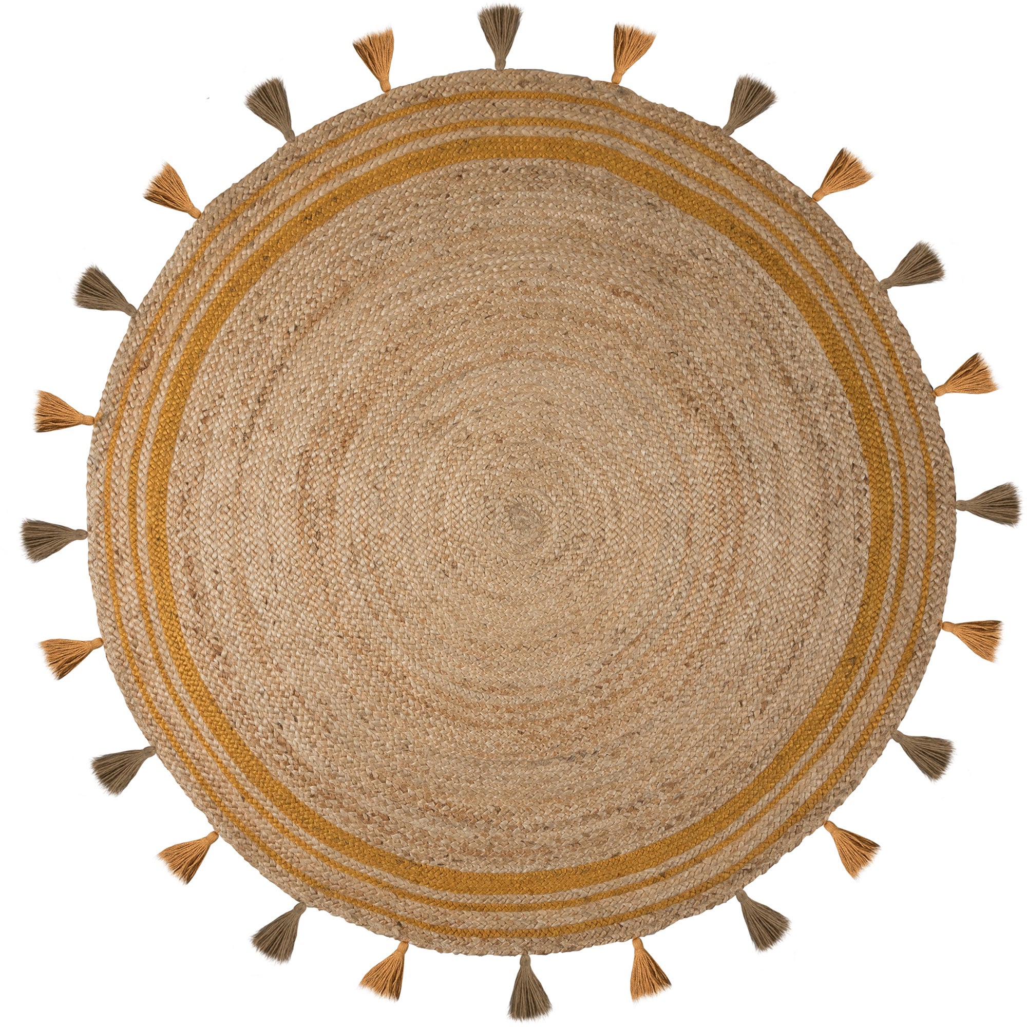 Istanbul Jute Circle Rug Yellow and Brown
