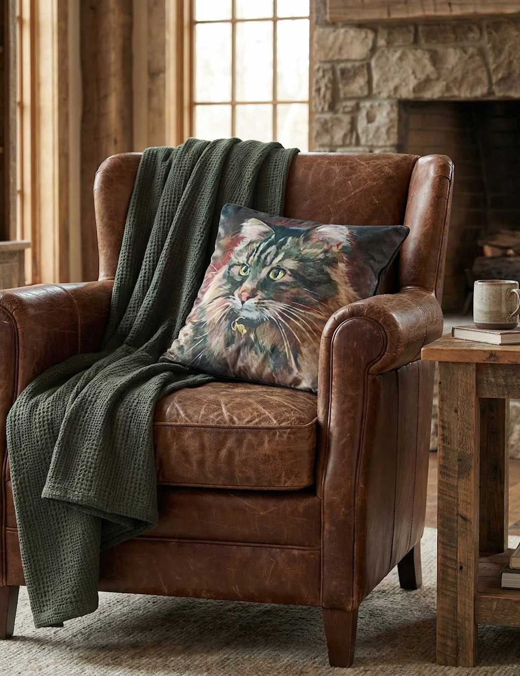 MM Linen Cat n Mouse Cushion Multi