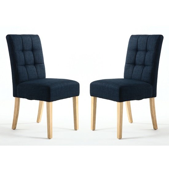 Catria Dining Chair In Polo Blue With Natural Legs In A Pair