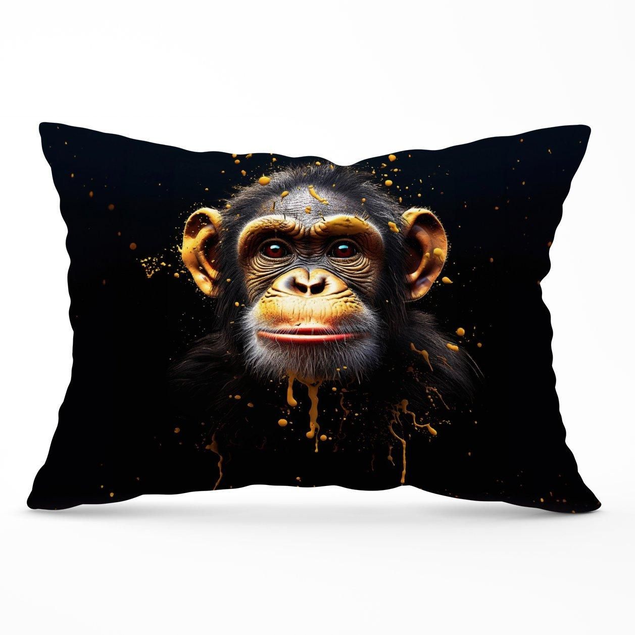 Warren Reed - Designer Splashart Cheeky Chimp Face Cushions in Orange