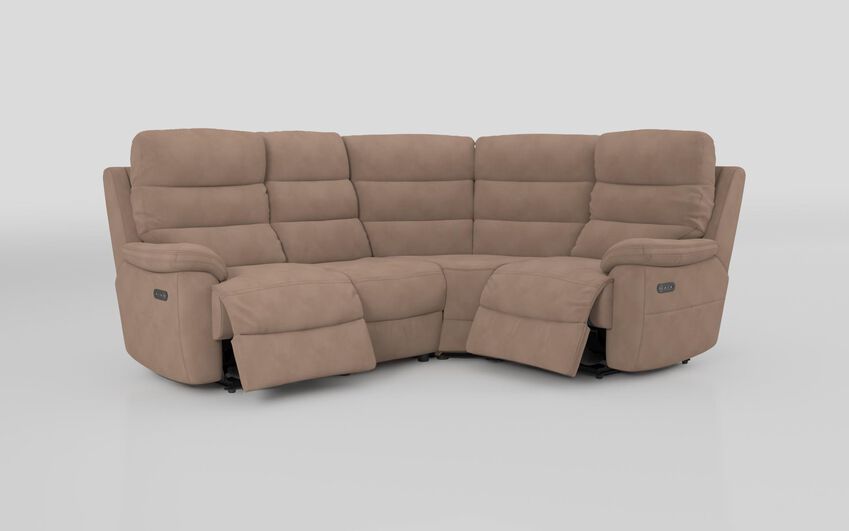 Beige Fabric Ossett 2 Corner 1 Power Sofa with Head Tilt