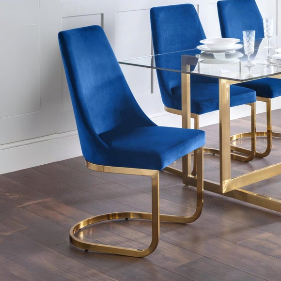 Vittoria Set of 2 Cantilever Dining Chairs, Velvet